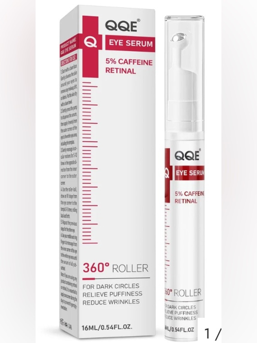 QQE Eye Serum 360° Roller with 5% Caffeine Retinal